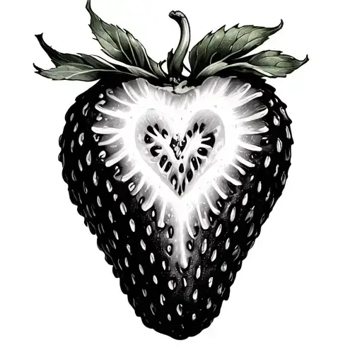 Strawberry Cut In Half With A Heart In The Middle
