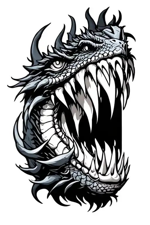 Dragon Jaw Open Surrounding Knee Cap