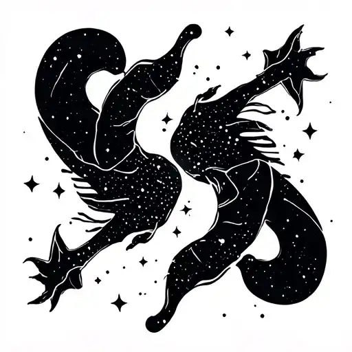 Cancer And Aquarius Constellation Merging Together