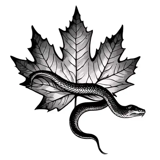 Canadian Maple Leaf With Snake Eating Itself Around It