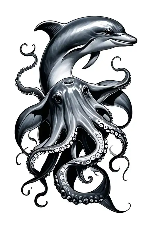 Dolphin And Octopus Wrapped