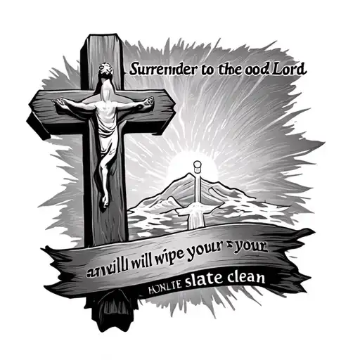 Cross And Baptism With The Words Surrender To The Good Lord And He Will Wipe Your Slate Clean