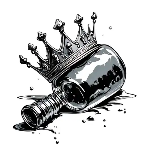 Crown Bottle With Someone Sinking