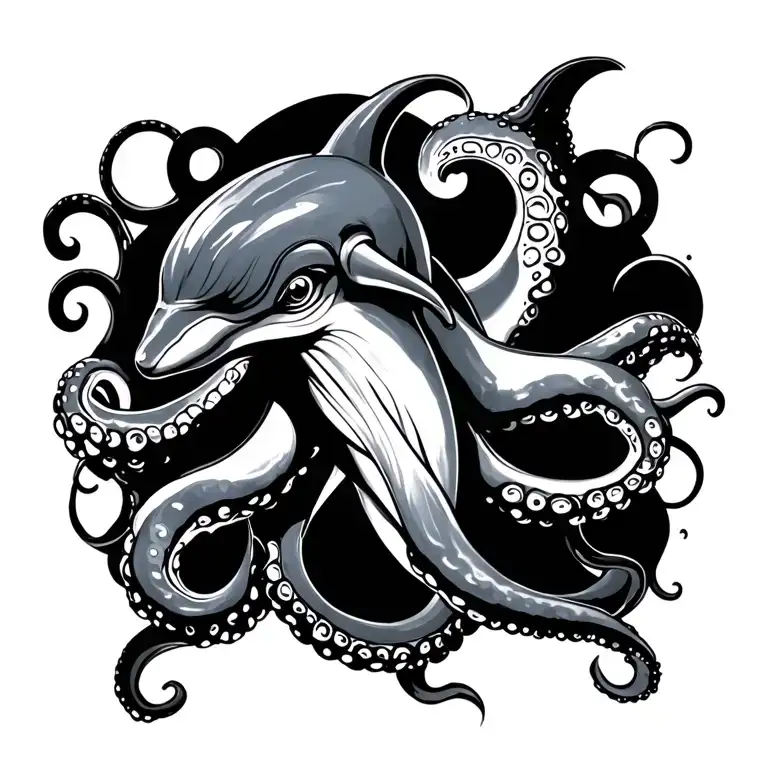 Dolphin And Octopus Wrapped