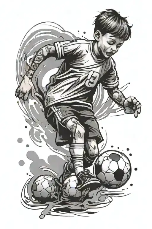 A Kid Playing Soccer With Number 19