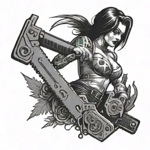 Chainsaw Cutting Pin Up Girl In Half Vertically