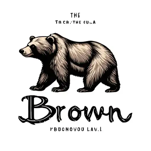 The Word Brown In The Shape Of A Bear Line Art