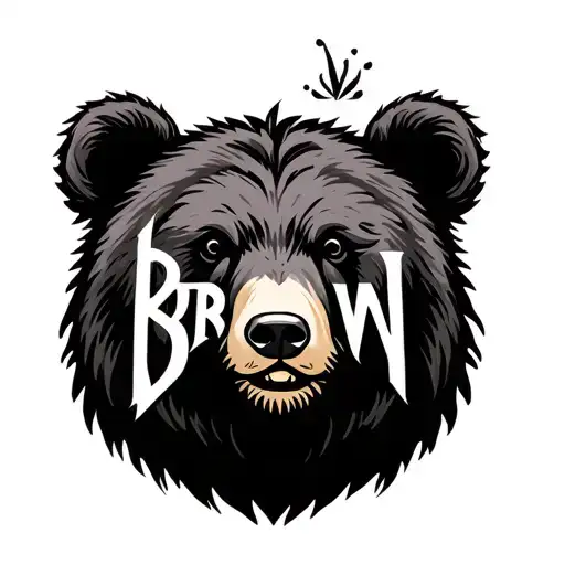 Calligram Of The Word Brown In The Shape Of A Bear