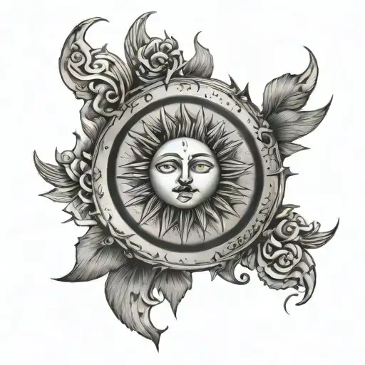 Neck Tattoo Sun And Moon