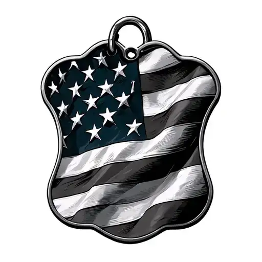 Folded American Flag With Dog Tags Us Polar Star Ship