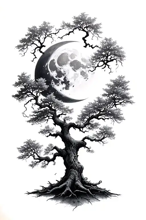 Oak Tree With Moon