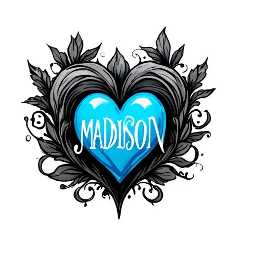 The Name Madison With A Blue Heart