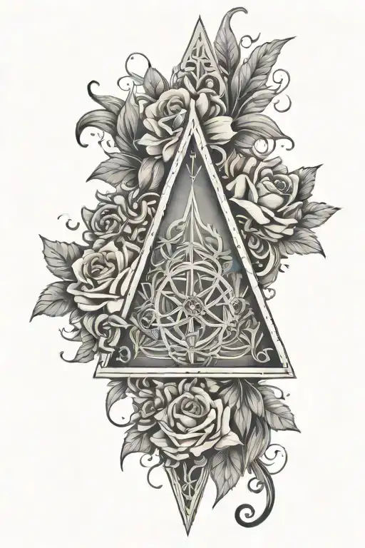 Deathly Hollows With Flower Background