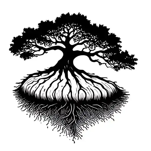 2 Different Finger Prints In The Shape Of A Tree With Roots Coming Down