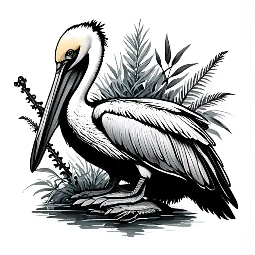 Pelican Wrapped Around With A Shepards Staff With Minimal Plants