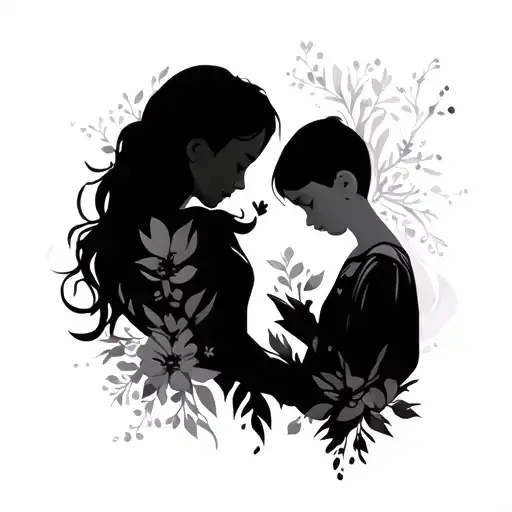 Mother And Son Silhouette