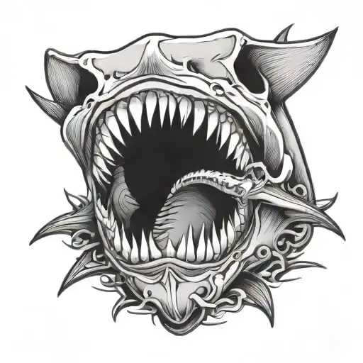 Shark Jaw Skull With Blackout Inside