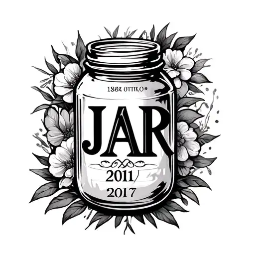 Jar With The Word Jar On Front And 1980 2012 And 2017 In Roman Numeral