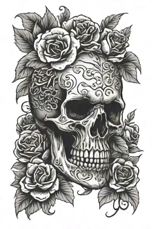 Skull And Flowers