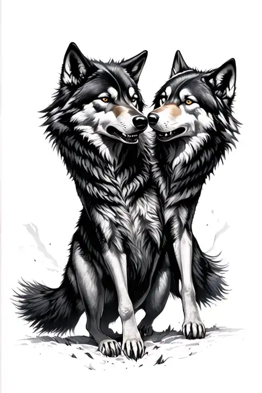 Two Wolves Fighting