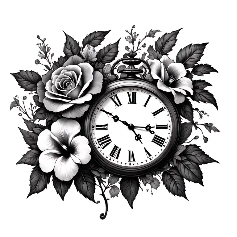 Clocks Roses Mayflowers Hibiscus