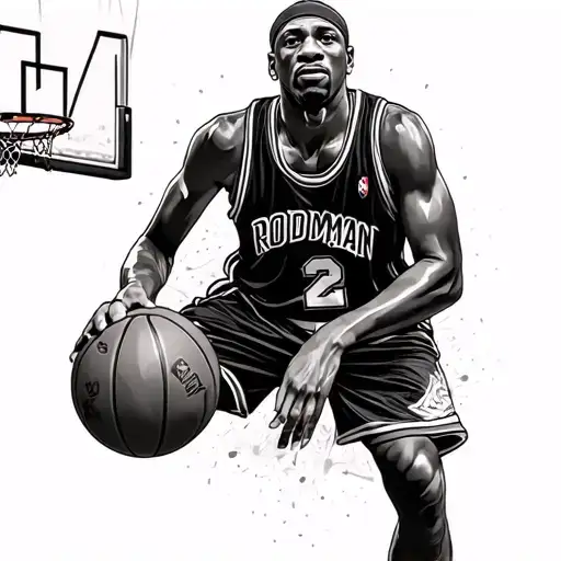 Dennis Rodman On Basketball Court