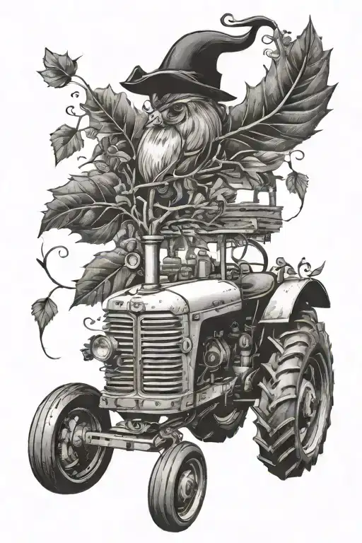 Old Tractor With Cardinal And Vines Intertwined