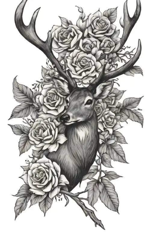 Flowers With A Deer Antlers Separated Each Flower