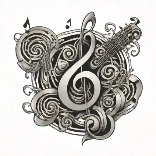 Money And Music Notes Intertwined