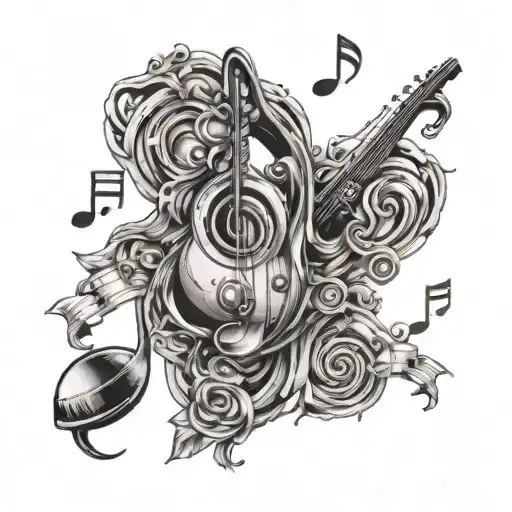 Money And Music Notes Swirling