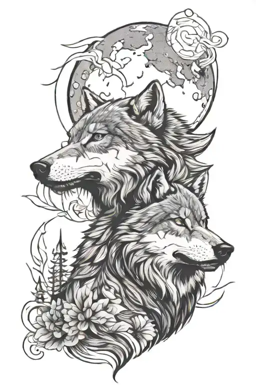 Wolf Under Full Moon