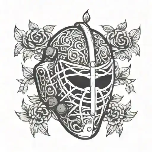 Old School Hockey Goalie Mask With Vines