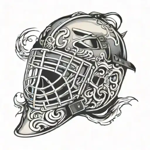 Old School Hockey Goalie Mask Surrounded