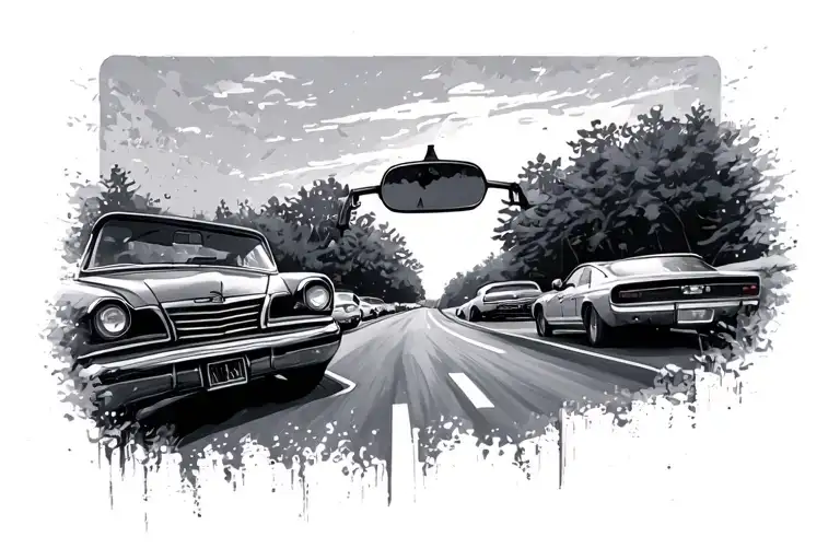 Rear View Mirror With Road Fading Away