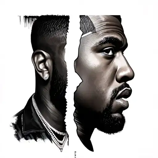 Kanye West And 50 Cent Face Slit