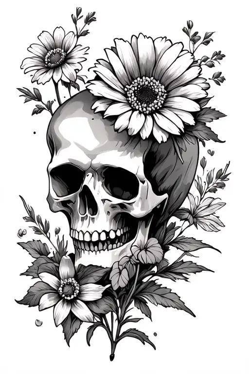 Skull And Wildflower