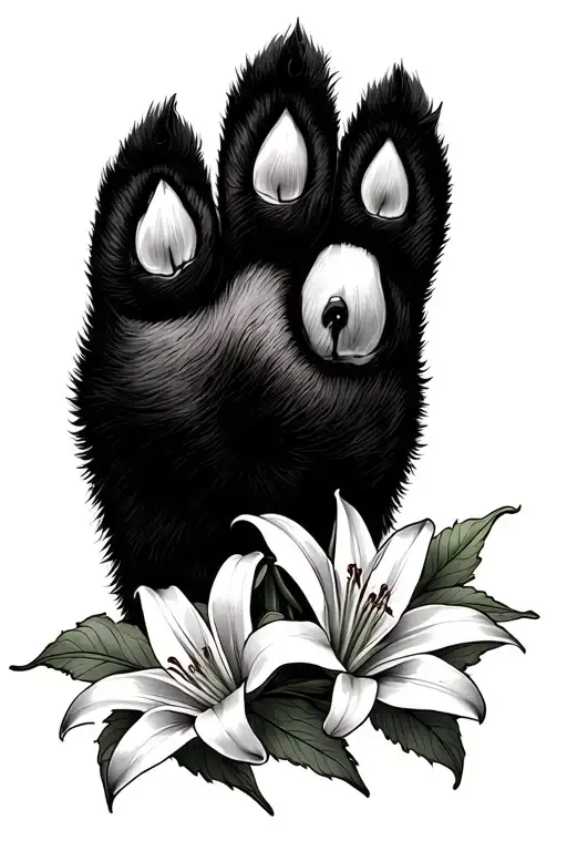 Bear Paw With Lily Flowers