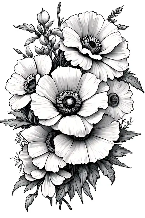 Marigold Poppy Daffodil Larkspur Banquet Of Flower