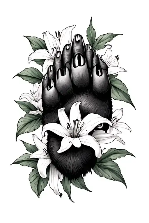 Bear Paw With Lily Flowers Wrapped