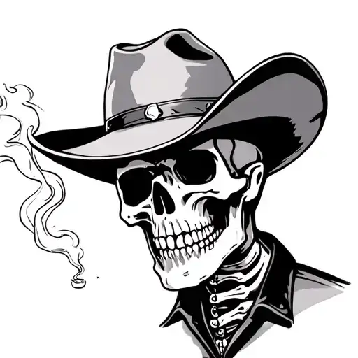 Cowboy Skeleton Smoking