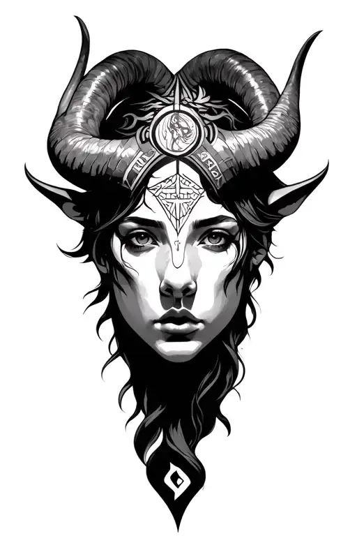 Turaus Zodiac Incorporated With Cancer Zodiac Between The Horns And Virgo On The Forehead