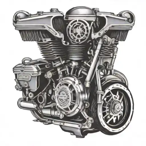 Harley Davidson Engine With Harley Emblem Intertwined