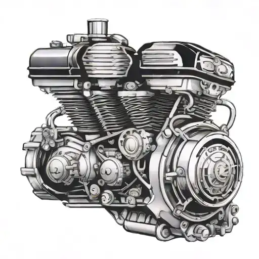 Harley Davidson Engine With Harley Emblem Merged