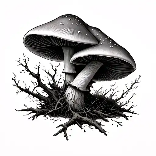 Mushroom Growing Out Of Dead Branches