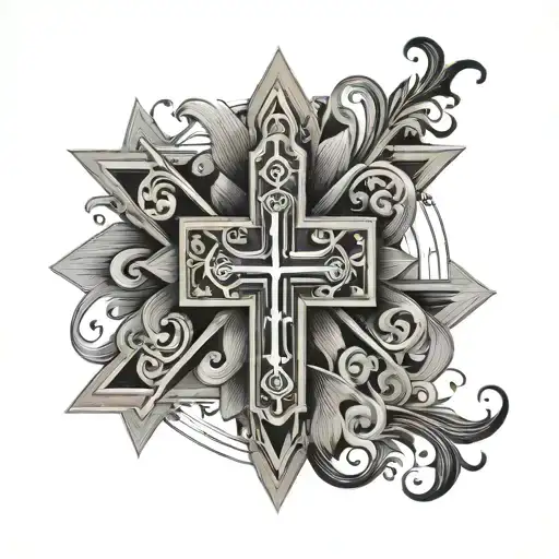Incorporate The Latvian Folk Symbol 'Thunder Cross' Into A Geometric Tattoo Design