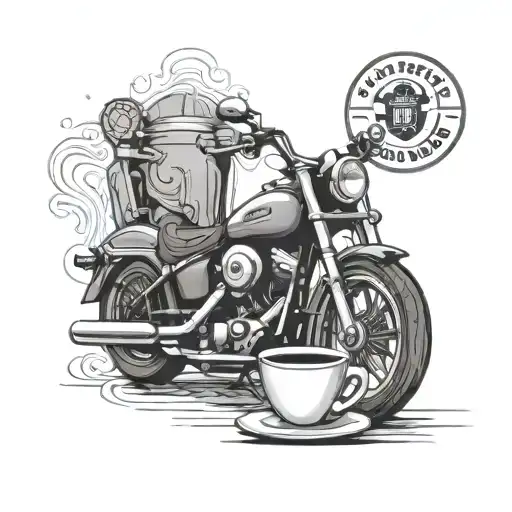 Harley Davidson Motorcycle And Coffee Cup Memorial