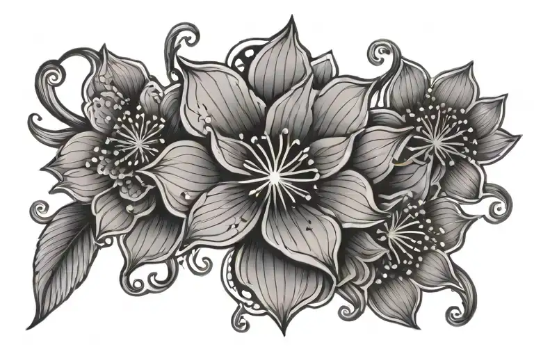 Mandala Cherry Blossom And Waves Flowing