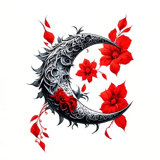 Silver Crescent With Red Likoris