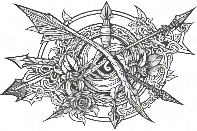 Spear And Arrow Entwined Together