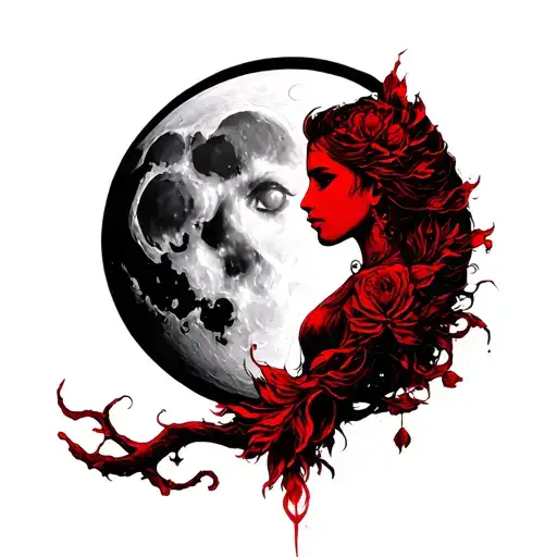 Silver Moon And Scarlet Likoris Below